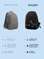 Ordinary backpack versus Naught Fighter Backpack comparison