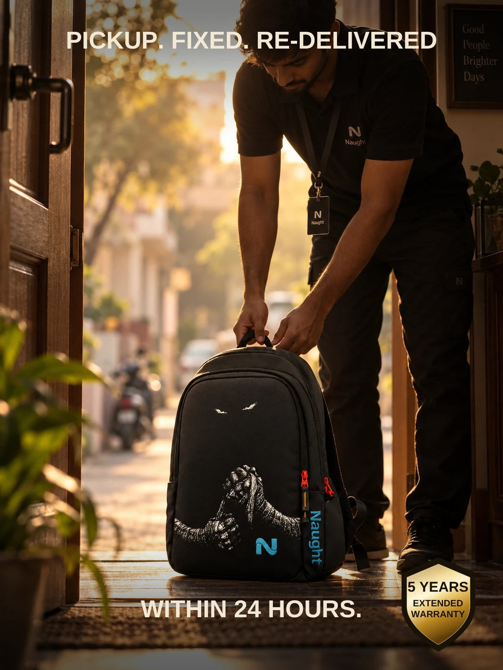 Naught repair promise doorstep pickup repair and re-delivery in 24 hours