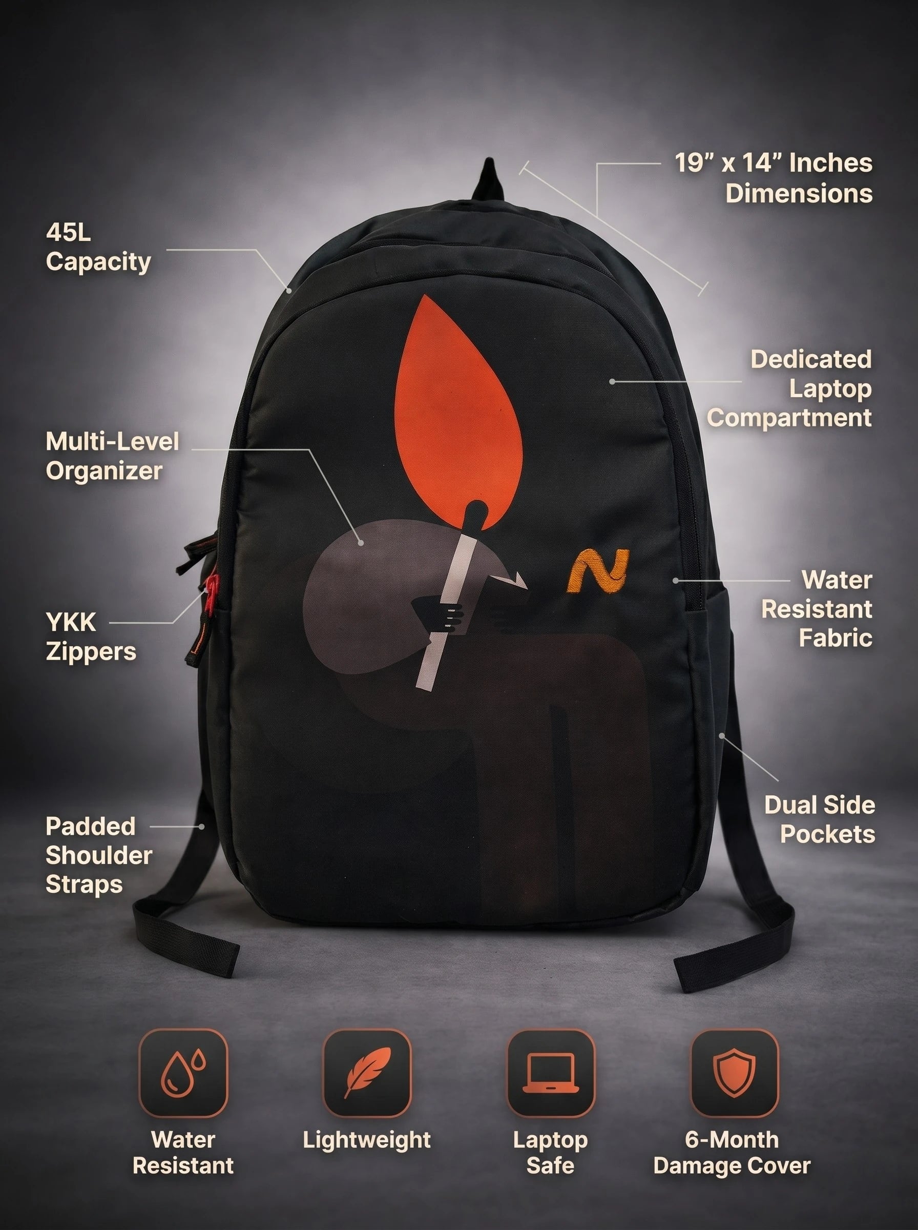 Ignited Mind Backpack | 45L Water-Resistant