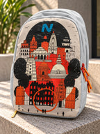 Naught Indian Heritage Backpack 45L water-resistant temple skyline artwork front view
