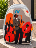 Naught Music Lover Backpack 45L water-resistant jazz trio artwork front view