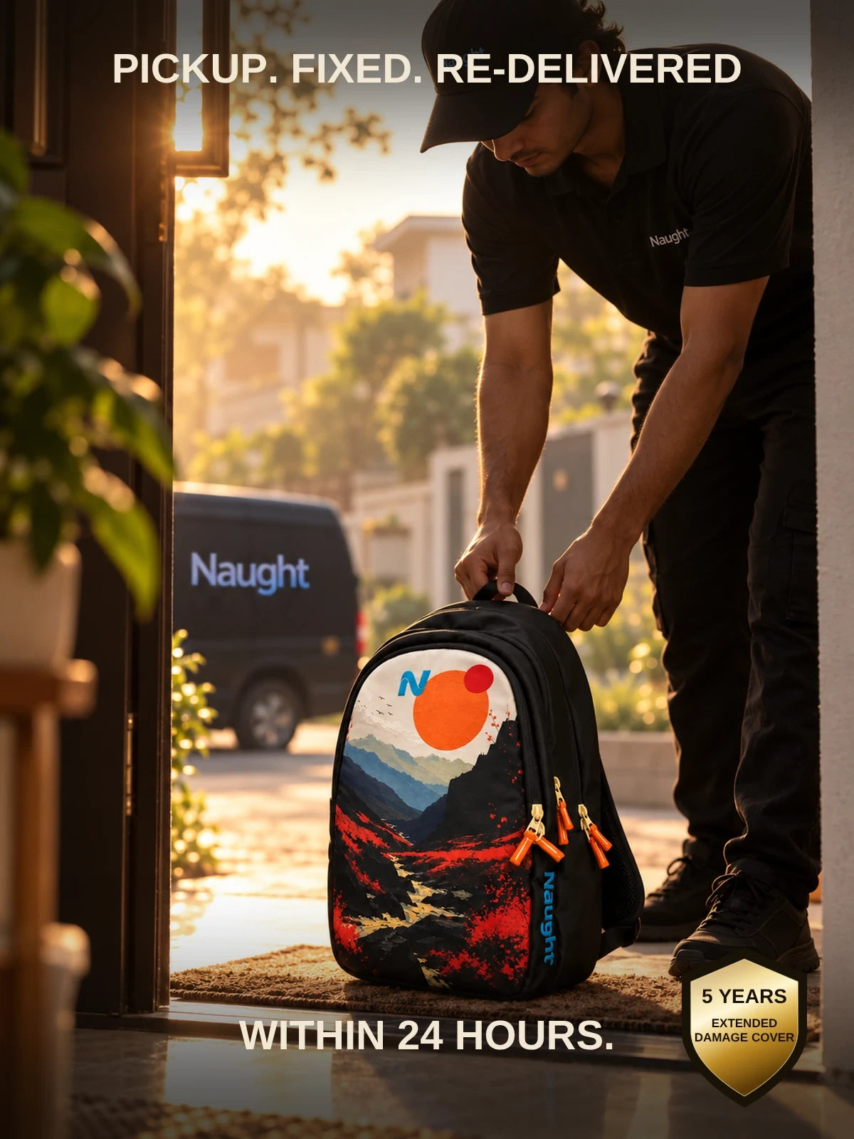Naught repair promise doorstep pickup repair and re-delivery in 24 hours