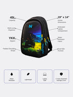 Naught Riders Backpack specifications 45L capacity laptop compartment