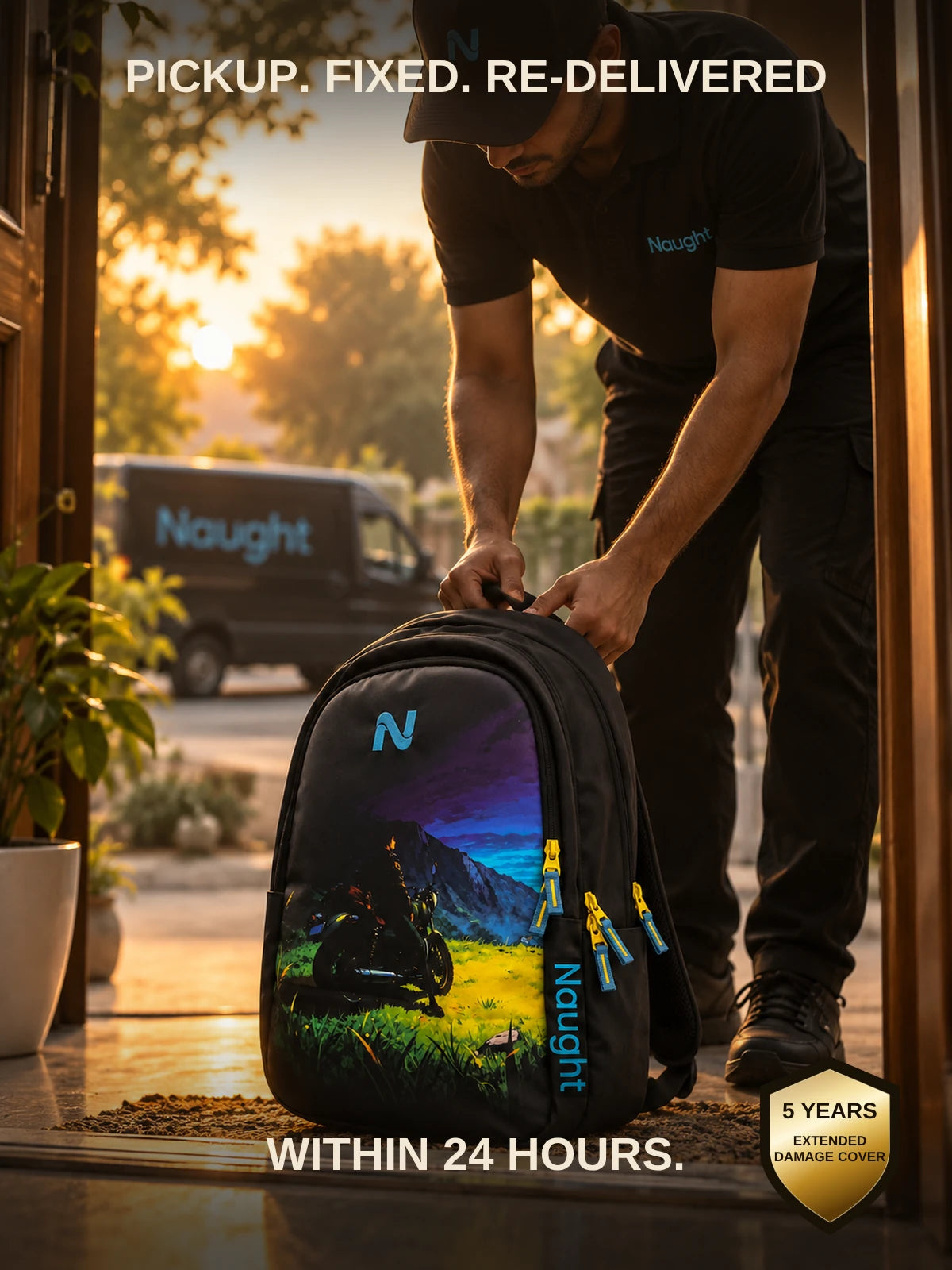 Naught repair promise doorstep pickup repair and re-delivery in 24 hours