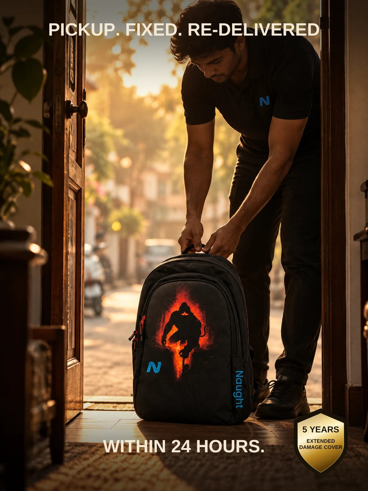 Naught repair promise doorstep pickup repair and re-delivery in 24 hours