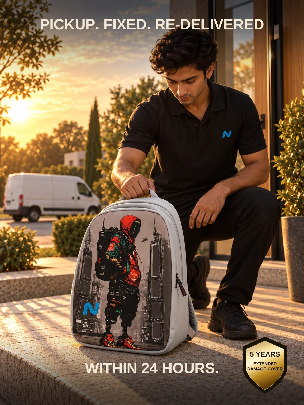 Naught repair promise doorstep pickup repair and re-delivery in 24 hours