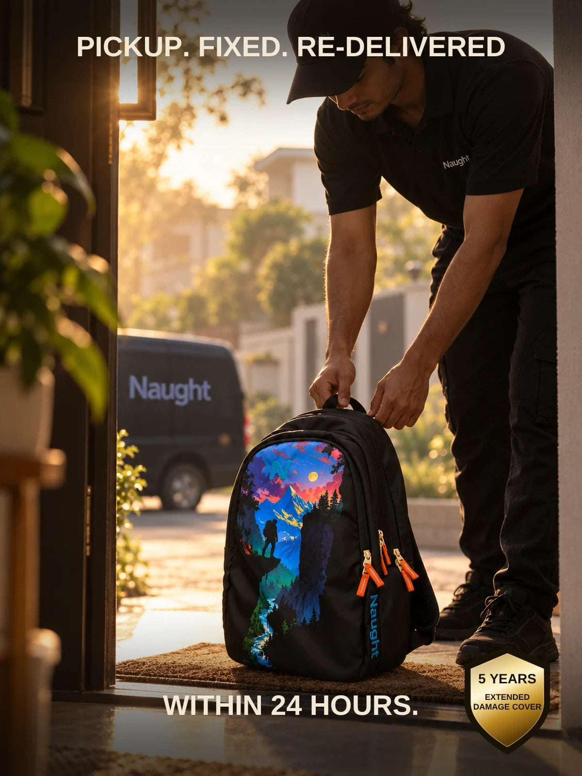 Naught repair promise doorstep pickup repair and re-delivery in 24 hours