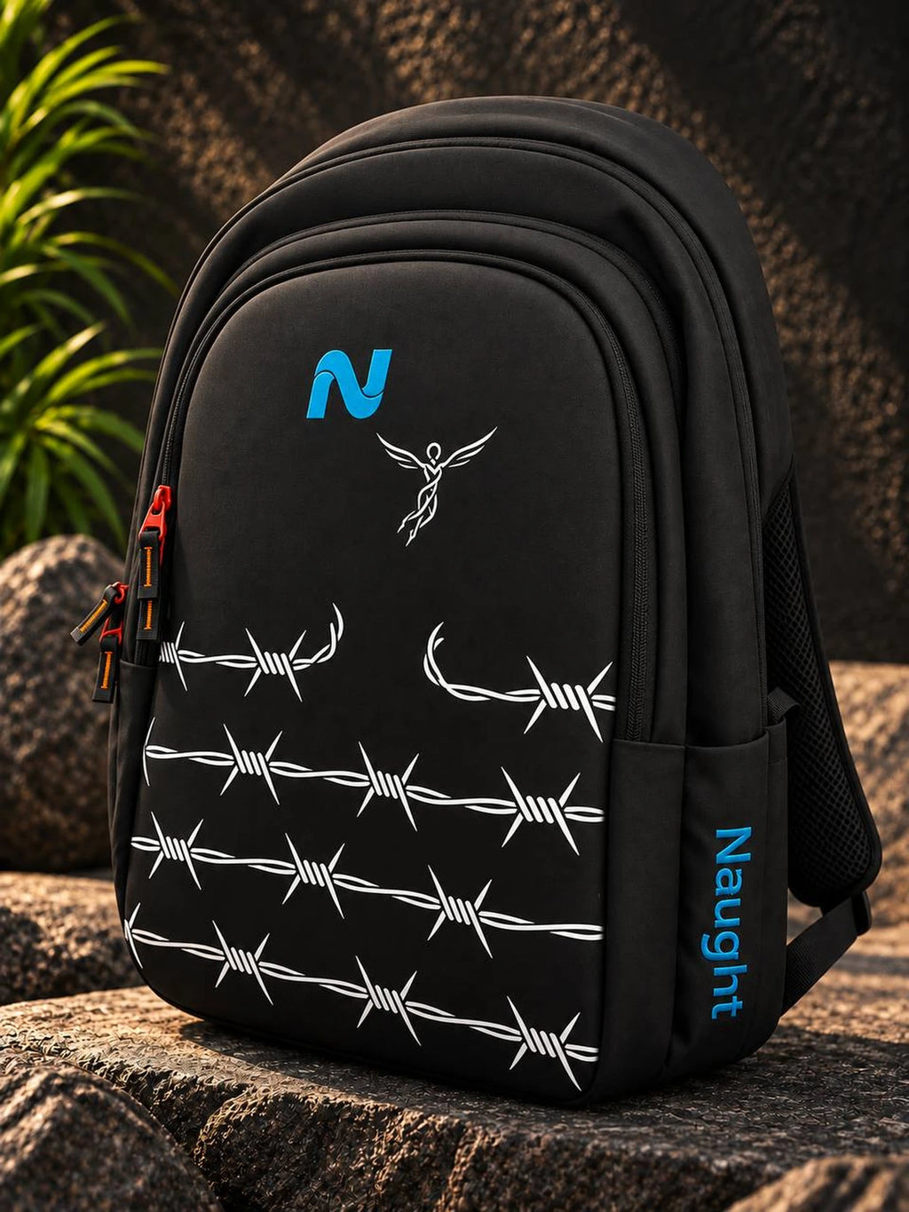 Naught Trend Breaker Backpack 45L water-resistant black backpack front view