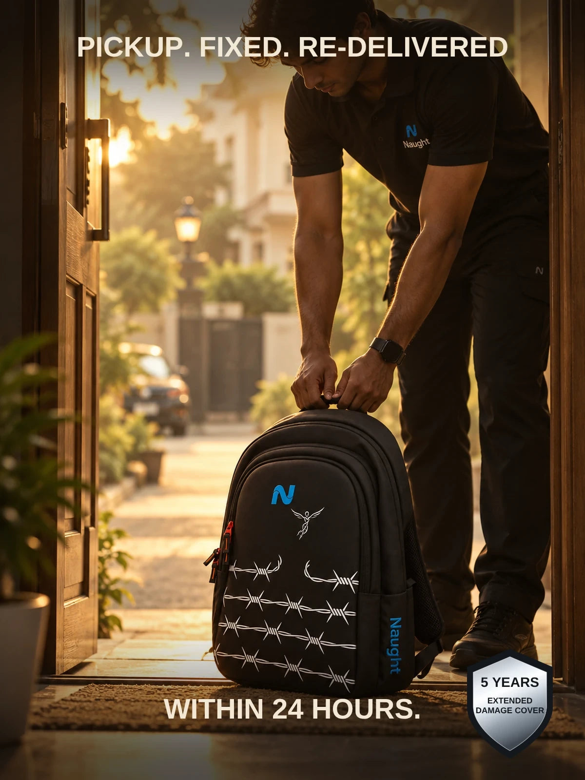 Naught repair promise doorstep pickup repair and re-delivery in 24 hours