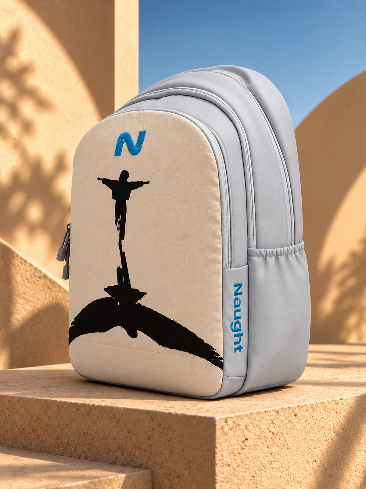 Naught Wings of Freedom 45L backpack — three-quarter view with side wordmark